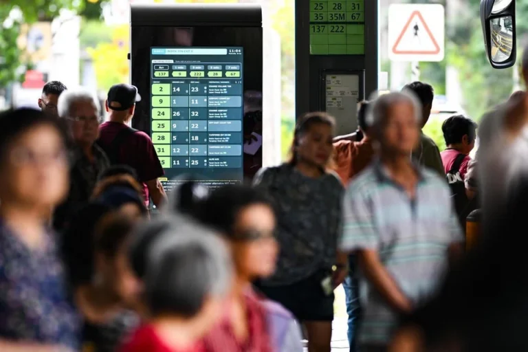 Bus arrival time display at a Singapore bus stop during the ETA disruption