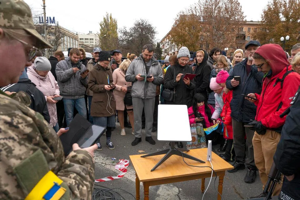 A satellite dish set up in a garden at a rented property in southwest France