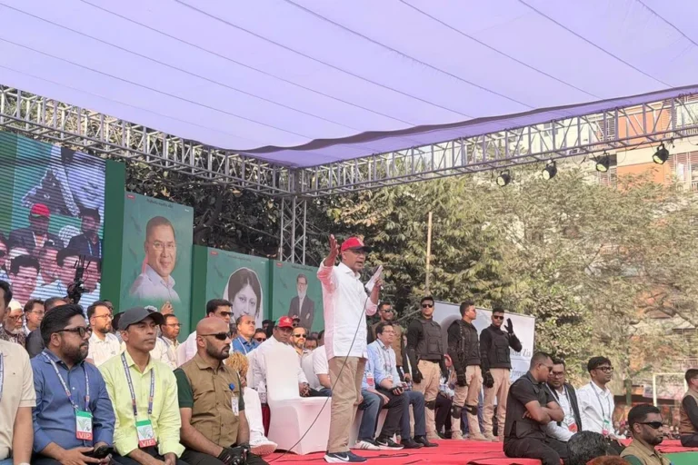 Supporters at a BNP election rally in Dhaka’s Dhanmondi