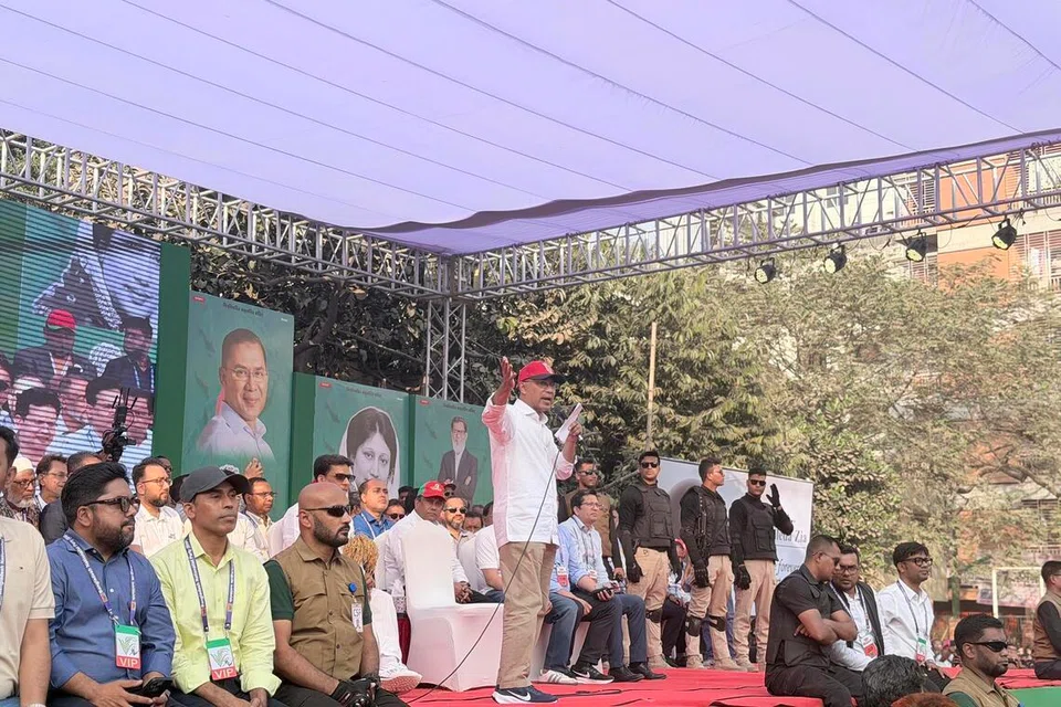 Supporters at a BNP election rally in Dhaka’s Dhanmondi