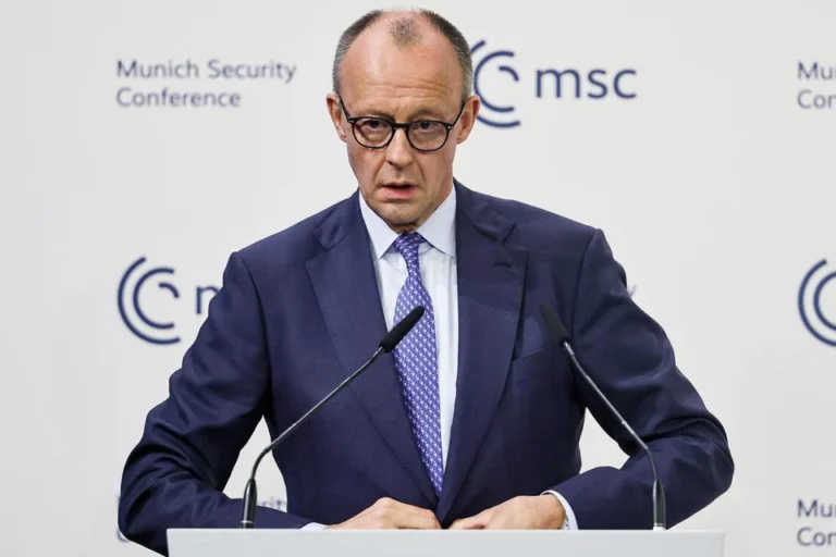 German Chancellor Friedrich Merz speaking at the Munich Security Conference in Munich