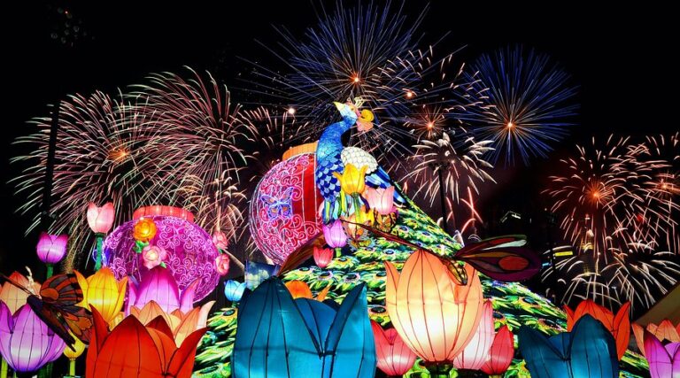 Lantern displays at River Hongbao Festival 2026 at Gardens by the Bay in Singapore