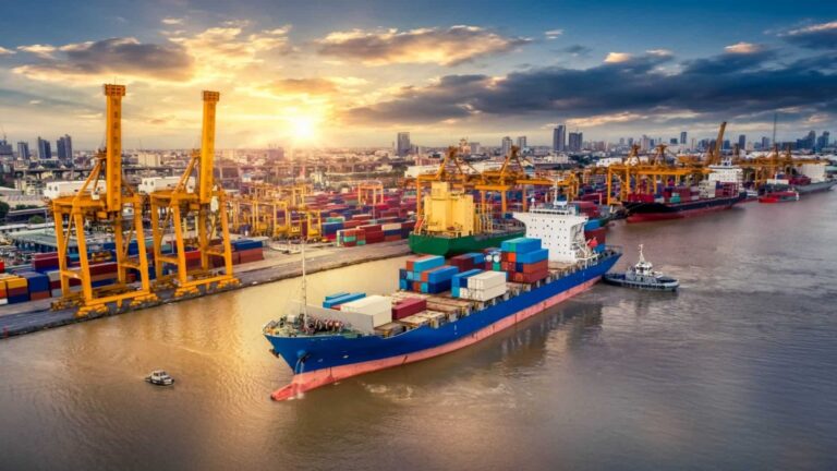 Container ships and cranes as shipping costs rise again